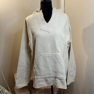 Cream Textured Poncho Hoodie
